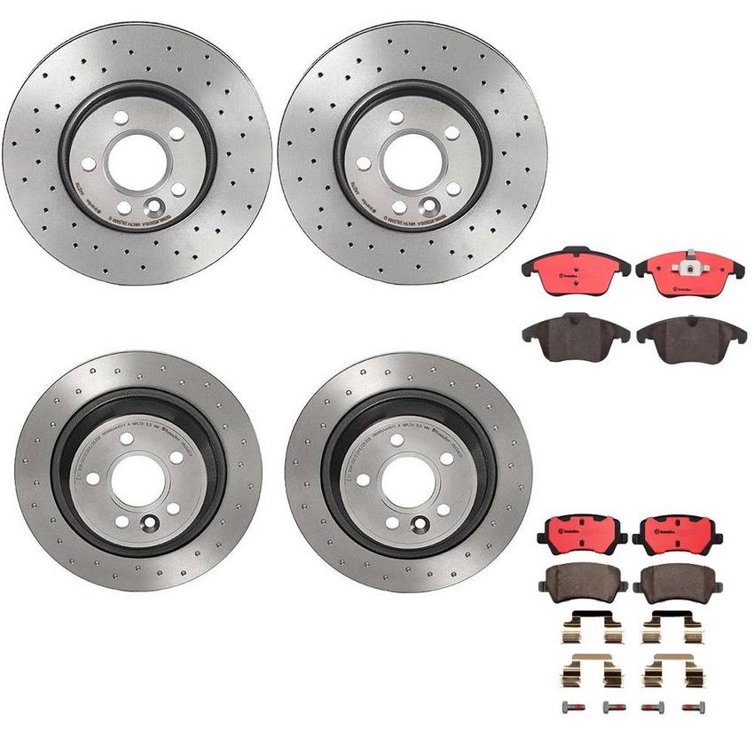 Land Rover Brakes Kit Pads & Rotors Front and Rear (300mm/302mm